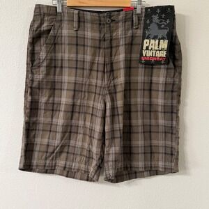 Unionbay Palm Vintage Mens Plaid Shorts Brown Tan Size 38 NWT Y18DW85 Pine